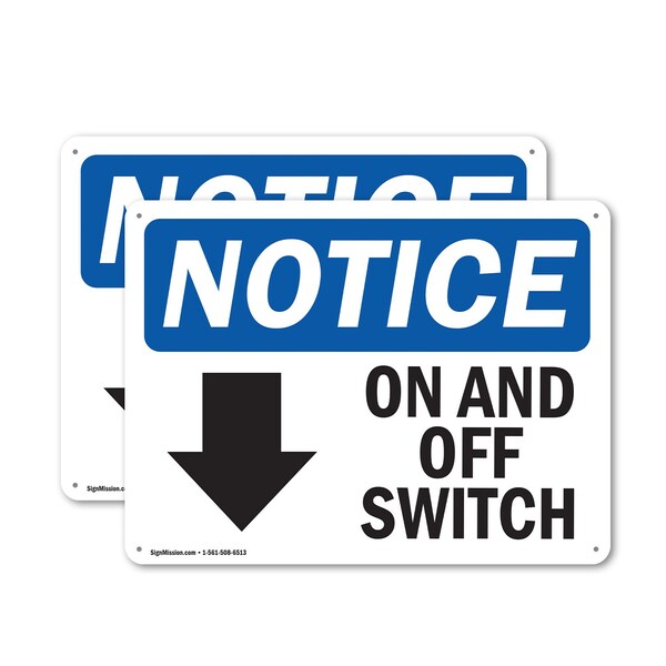 Signmission On And Off Switch, 14 in W x Rectangle, Plastic OS-2PACK-NS-P-1014-L-16979 - main